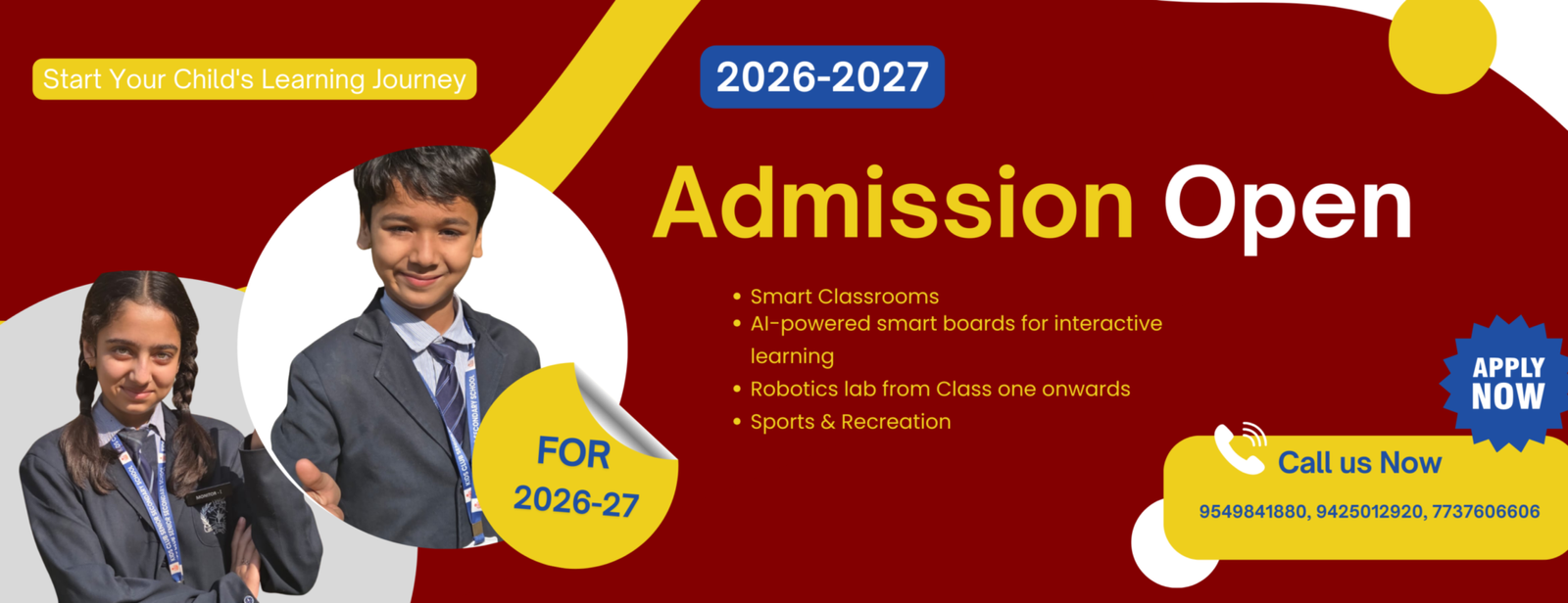 Blue and Yellow Modern Preschool Enrollment Banner (7)